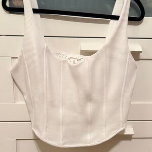 H&M White Ribbed Structured Camisole